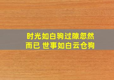 时光如白驹过隙忽然而已 世事如白云仓狗